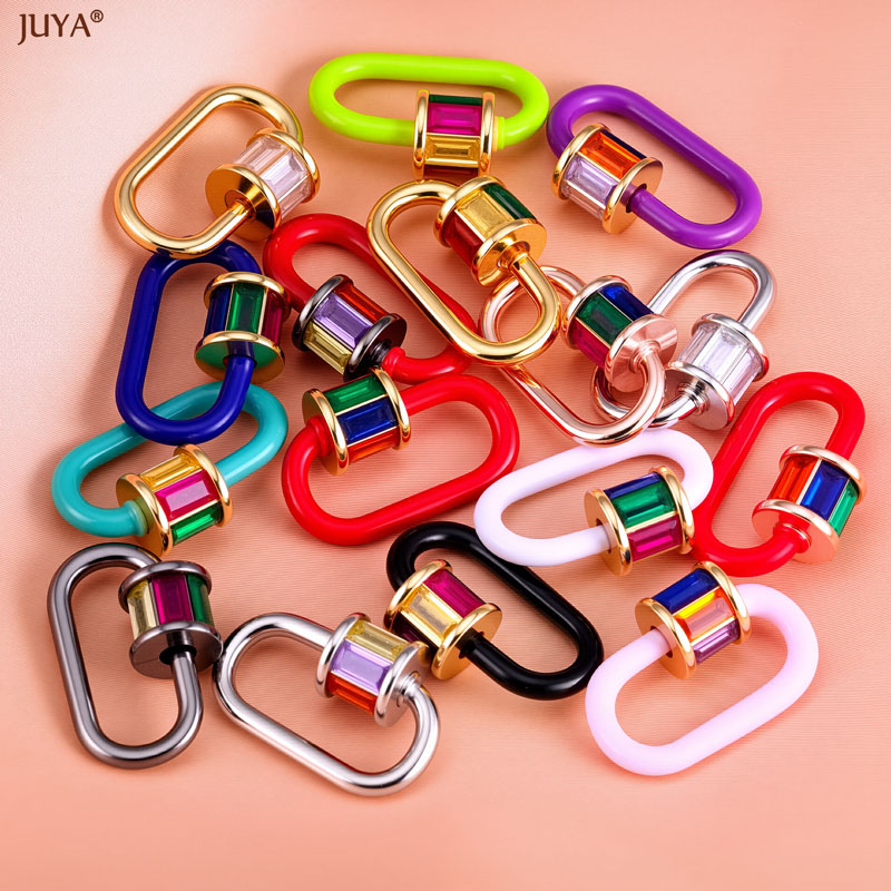 Jewelry Making Parts - JUYA Rainbow Crystal Enamel Screw Carabiner