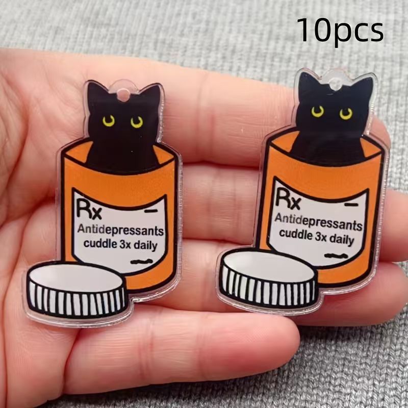 Jewelry Making Jewelry - 10pcs acrylic medicine cat pendant, DIY
