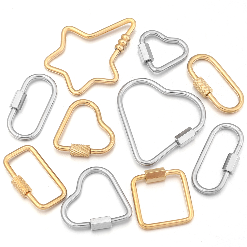 Jewelry Making Parts - 2pcs Gold Stainless Steel Heart Screw