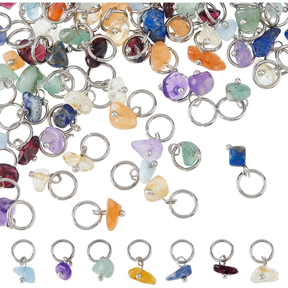 Jump Ring Assorted - 84Pcs 7 Colors Stone Pendants Mixed
