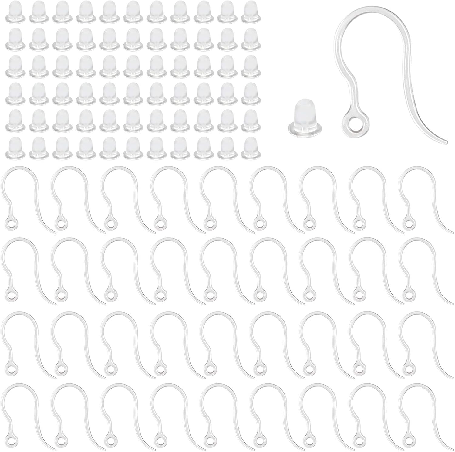 Jewelry Making Parts - 40pcs Clear Plastic Earring Hooks Ear