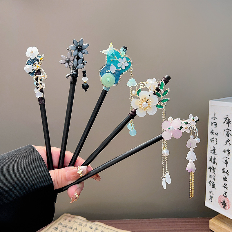 Jewelry Making With Beads - Classic Tassel Hair Stick Black Wooden