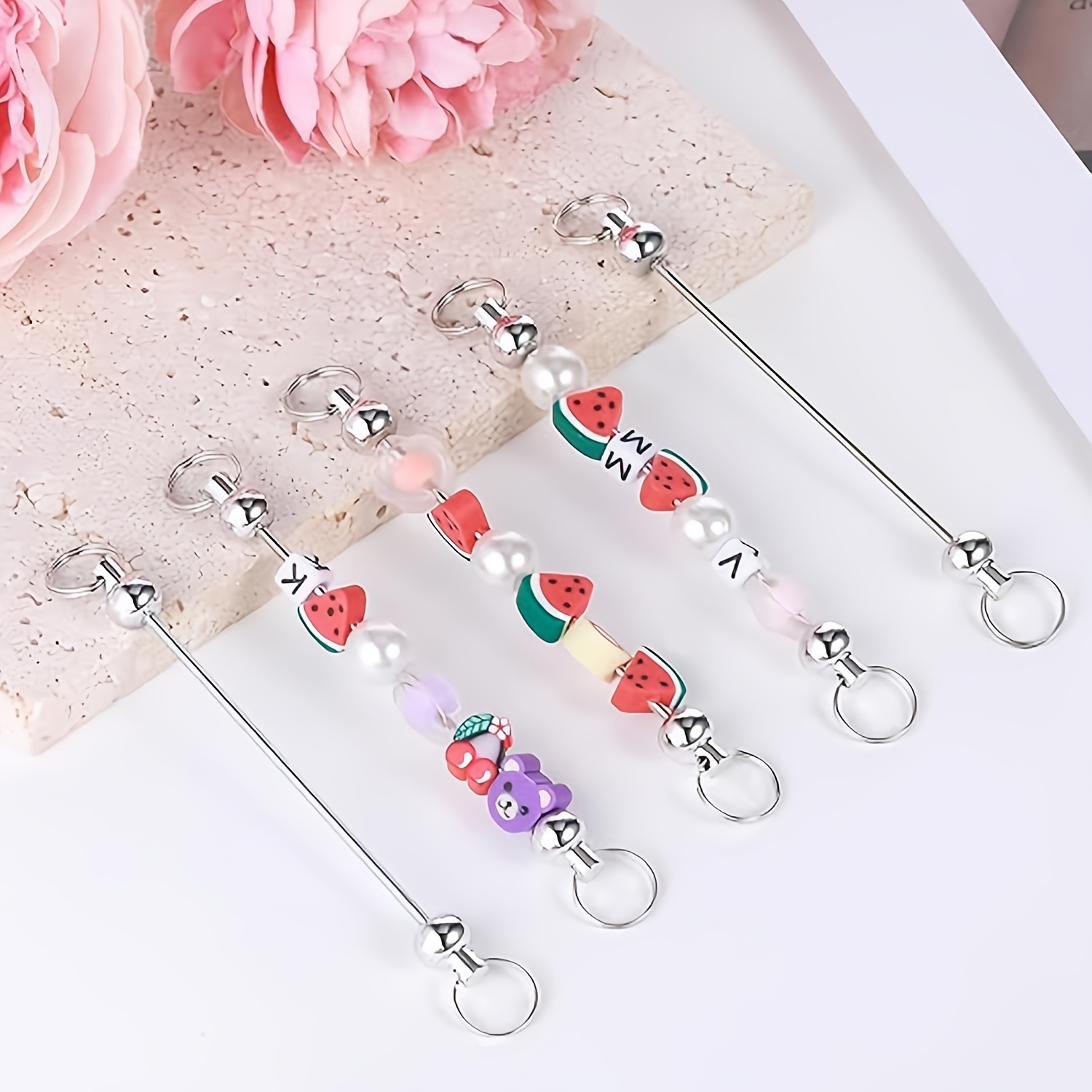 Jewelry Making Using Beads - Perfect 25pcs Detachable Blank Beaded Keychain