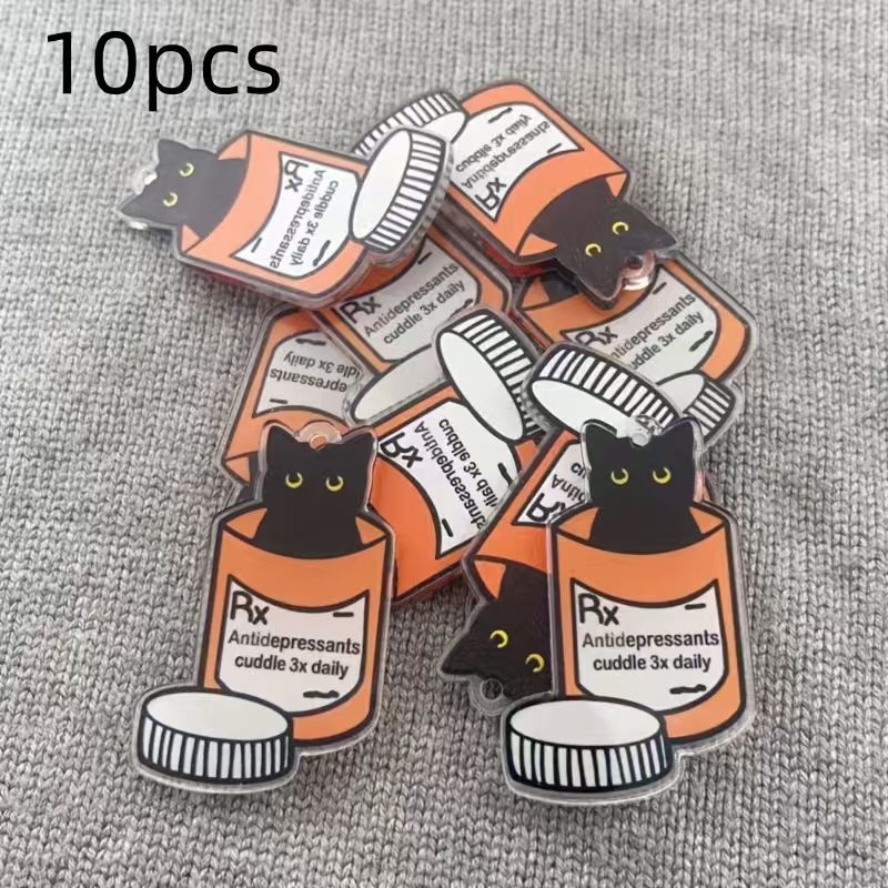 10pcs acrylic medicine cat pen - Jewelry Making Jewelry ulasan dan harga