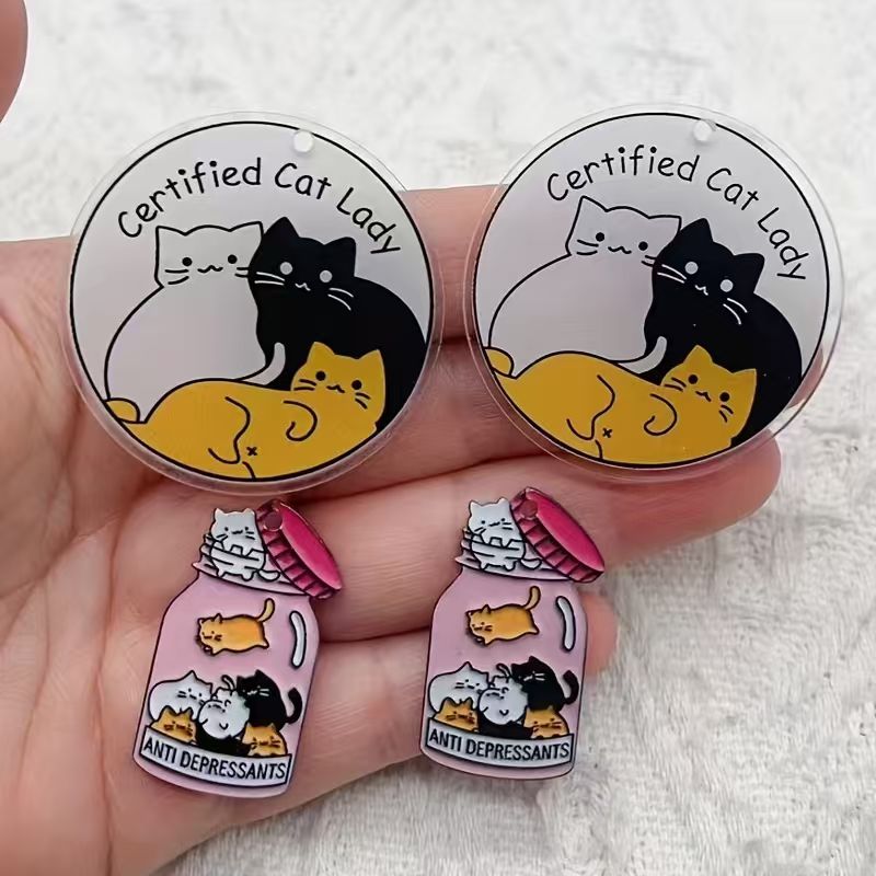 10pcs acrylic cute cat pendant - Jewelry Making Jewelry ulasan dan harga