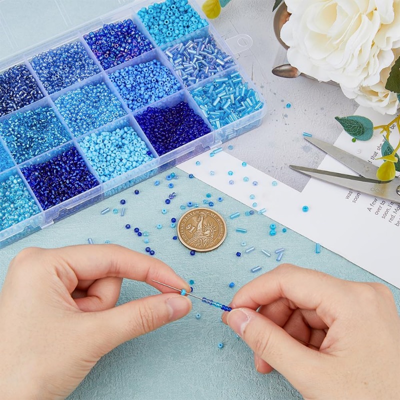 15000Pcs 15 Styles Blue Seed B - Seed Bead Tube ulasan dan harga