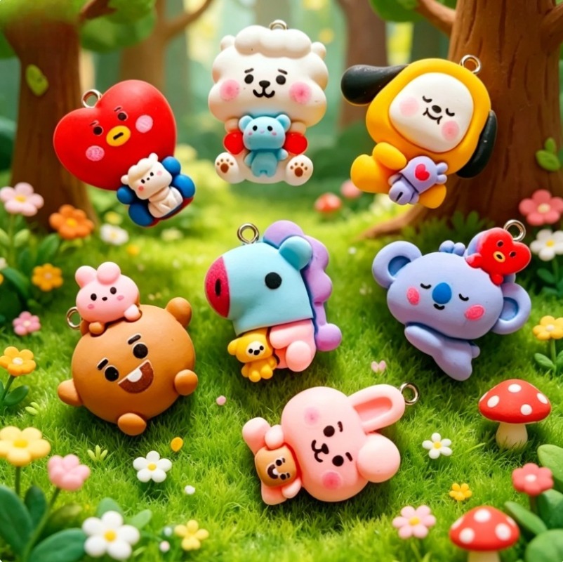 7pcs BT21 Resin Cartoon Charm  - Jewelry Making Parts ulasan dan harga