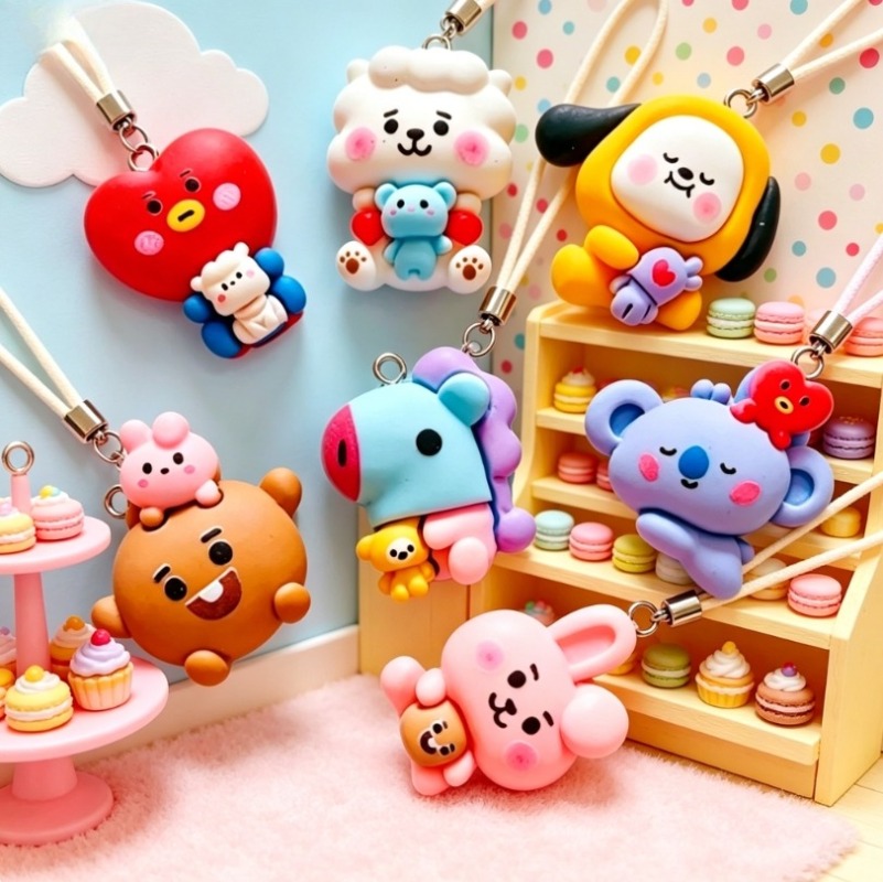 7pcs BT21 Resin Cartoon Charm  - Jewelry Making Parts ulasan dan harga
