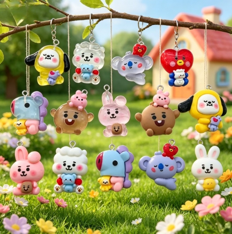 7pcs BT21 Resin Cartoon Charm  - Jewelry Making Parts ulasan dan harga