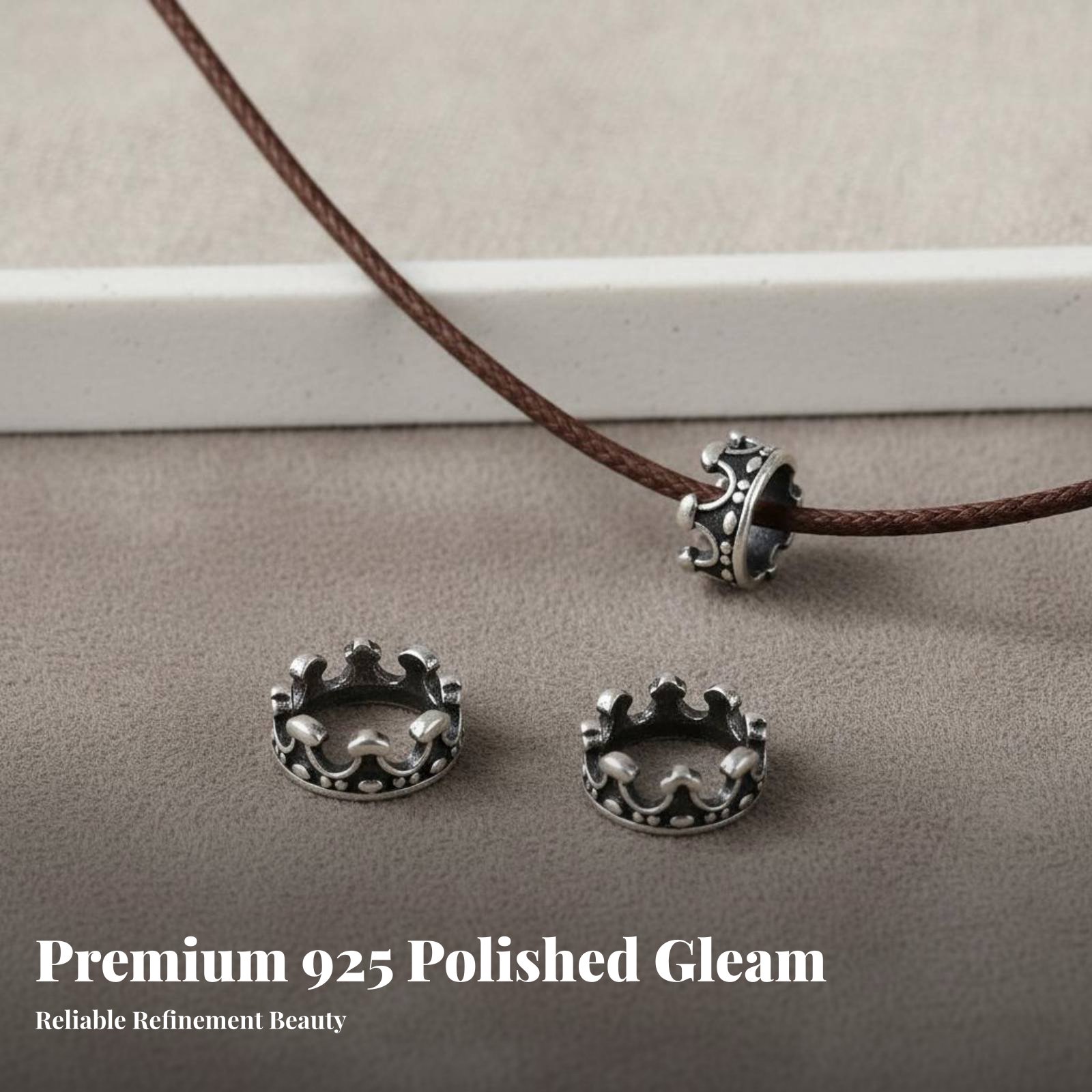 S925 Silver Crown Bead Elegant - Jewelry Making Using Beads ulasan dan harga