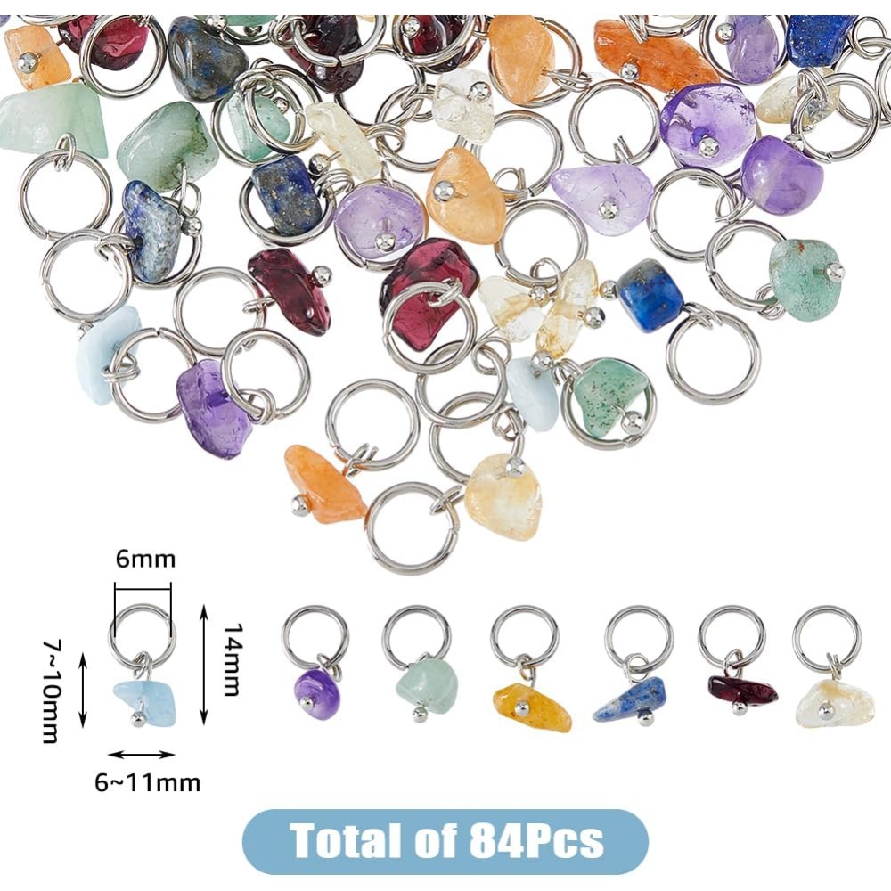 84Pcs 7 Colors Stone Pendants  - Jump Ring Assorted ulasan dan harga