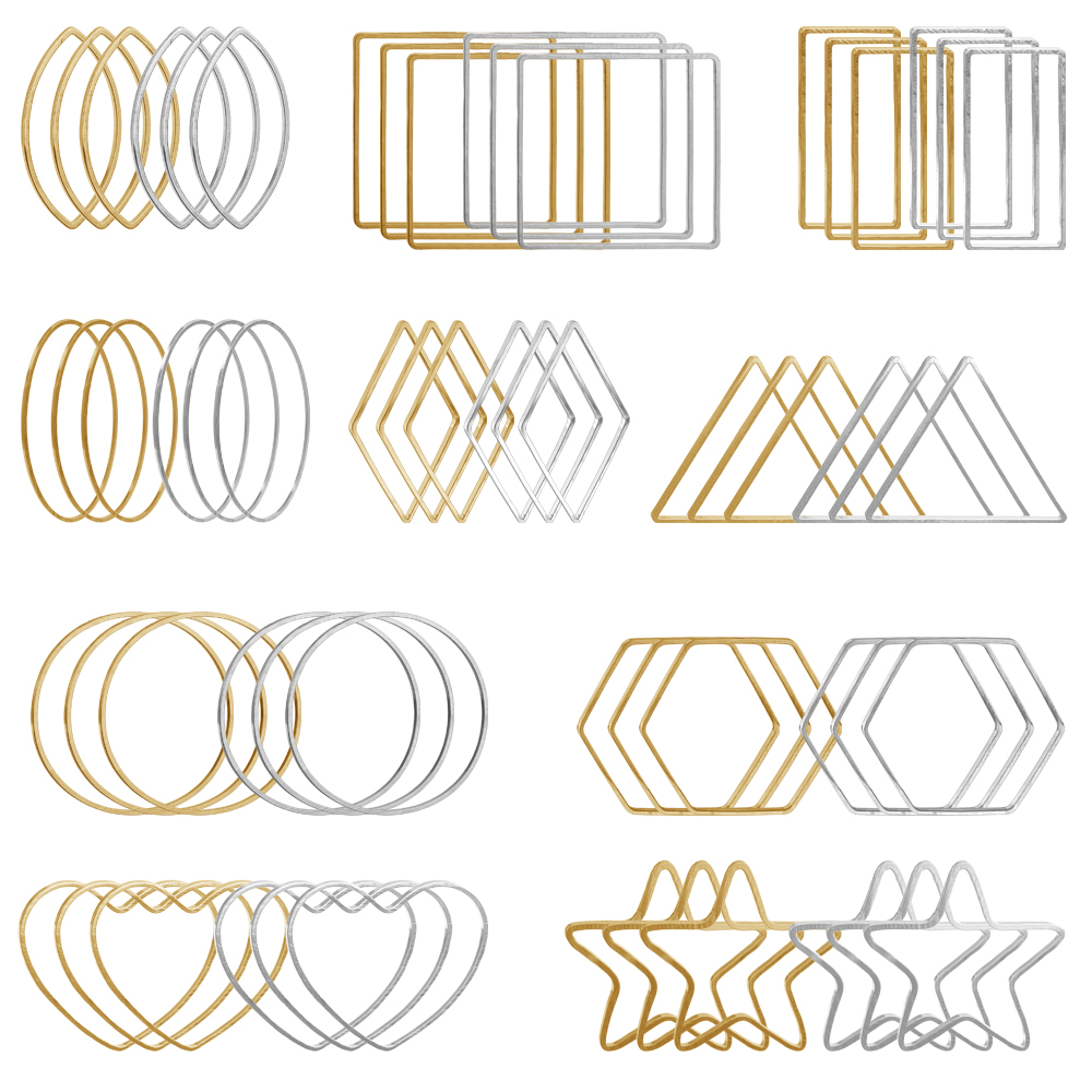 20Pcs Gold Silver Hollow Frame - Jewelry Making Metal Supplies ulasan dan harga